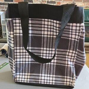 Thirty-One Black and White Plaid Tote